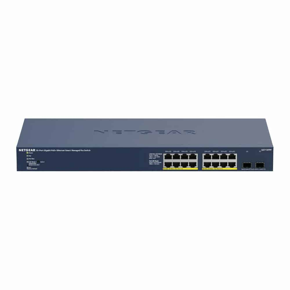 NETGEAR 16 Port Rackmountable Smart PoE+ Switch with 2 SFP Ports